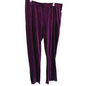 Sag Harbor Vintage Wide Leg Velour Pants Sz Large Purple Stretchy Soft